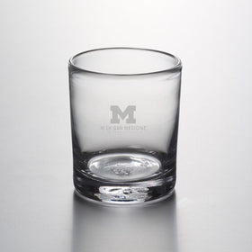 U-M Medical School Double Old Fashioned Glass by Simon Pearce Shot #1