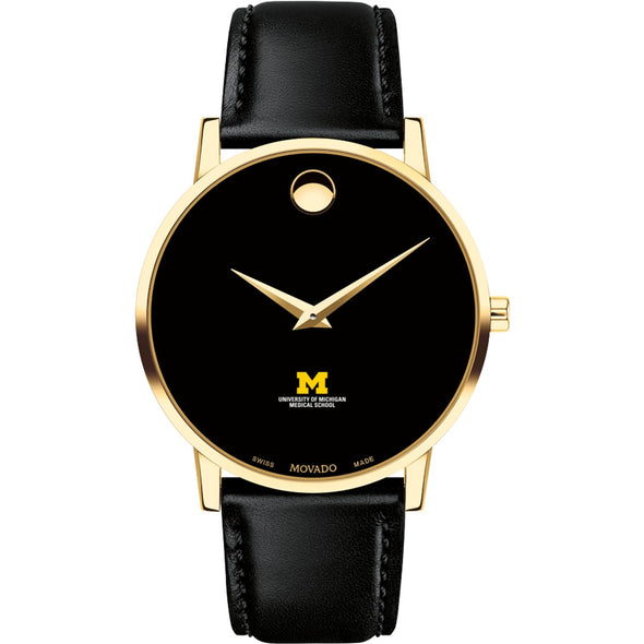 U-M Medical School Men&#39;s Movado Gold Museum Classic Leather Shot #2