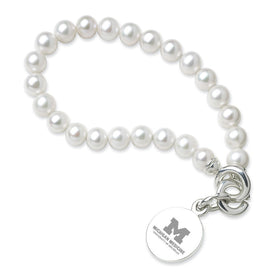 U-M Medical School Pearl Bracelet with Sterling Silver Charm Shot #1