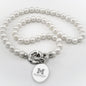 U-M Medical School Pearl Necklace with Sterling Silver Charm Shot #1