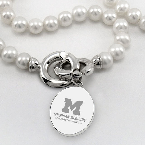 U-M Medical School Pearl Necklace with Sterling Silver Charm Shot #2