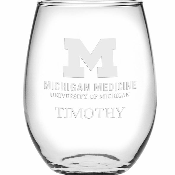 U-M Medical School Stemless Wine Glasses Made in the USA - Set of 2 Shot #2