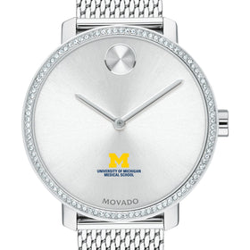 U-M Medical School Women&#39;s Movado Bold with Crystal Bezel &amp; Mesh Bracelet Shot #1