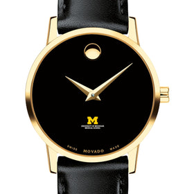 U-M Medical School Women&#39;s Movado Gold Museum Classic Leather Shot #1