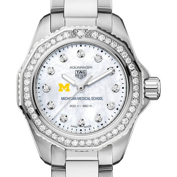 U-M Medical School Women&#39;s TAG Heuer Steel Aquaracer with Diamond Dial &amp; Bezel Shot #1