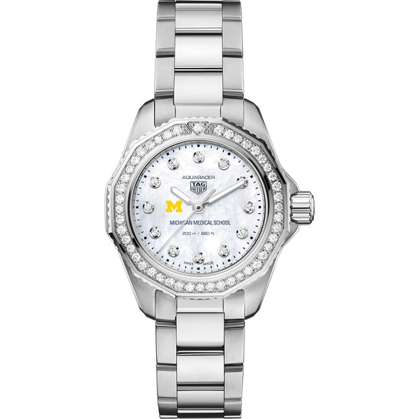 U-M Medical School Women&#39;s TAG Heuer Steel Aquaracer with Diamond Dial &amp; Bezel Shot #2