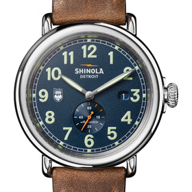 UChicago Pritzker School of Medicine Shinola Watch, The Runwell Automatic 45 mm Blue Dial and British Tan Strap at M.LaHart &amp; Co. Shot #1