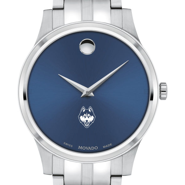 UConn Men&#39;s Movado Collection Stainless Steel Watch with Blue Dial Shot #1