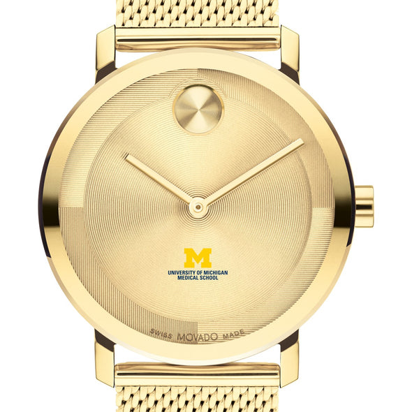 University of Michigan Medical School Men&#39;s Movado BOLD Gold with Mesh Bracelet Shot #1