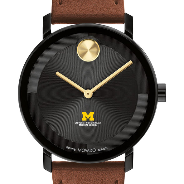 University of Michigan Medical School Men&#39;s Movado BOLD with Cognac Leather Strap Shot #1