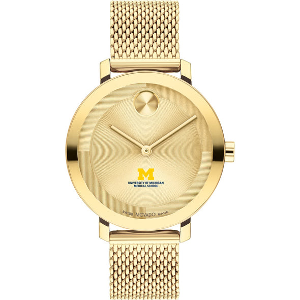 University of Michigan Medical School Women&#39;s Movado Bold Gold with Mesh Bracelet Shot #2