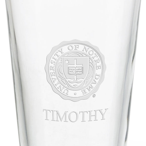 University of Notre Dame 16 oz Pint Glass Shot #3