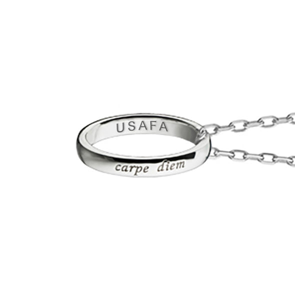 US Air Force Academy Monica Rich Kosann &quot;Carpe Diem&quot; Poesy Ring Necklace in Silver Shot #3