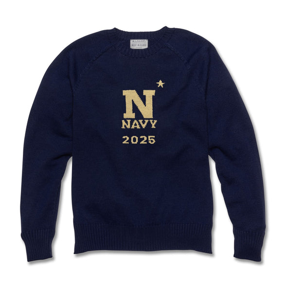 USNA Class of 2025 Navy Blue and Gold Sweater by M.LaHart Shot #1