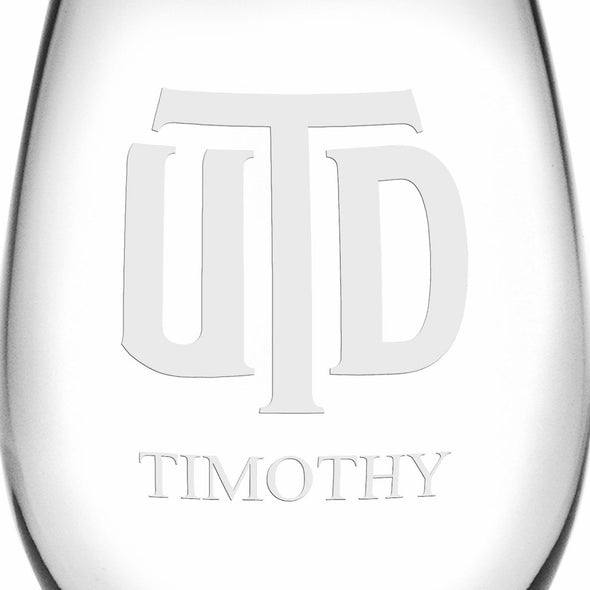 UT Dallas Stemless Wine Glasses Made in the USA Shot #3