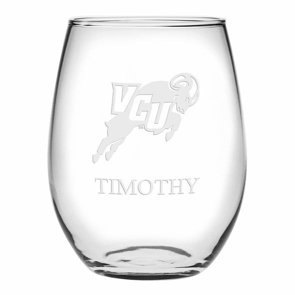 VCU Stemless Wine Glasses Made in the USA Shot #1