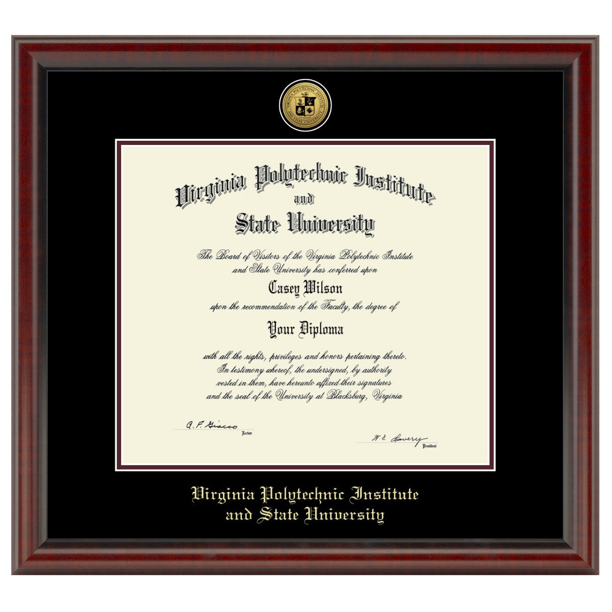 Official Virginia Tech Diploma Frame with Gold Medallion | M.LaHart & Co.