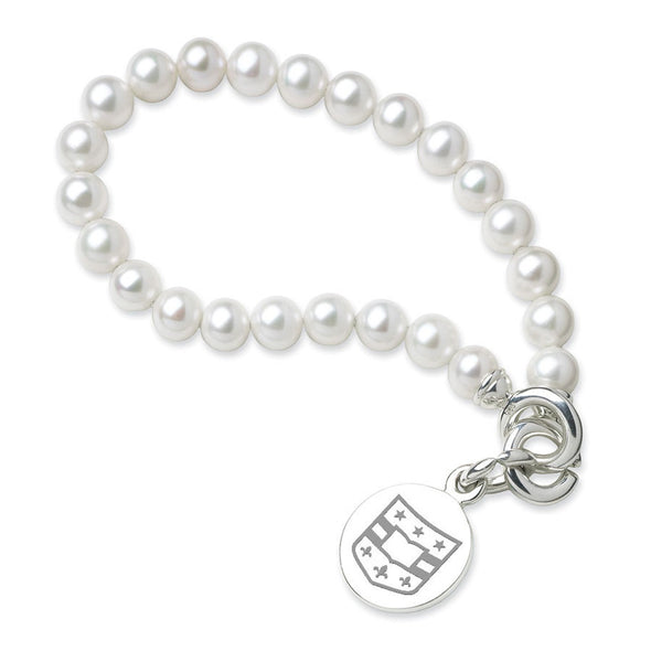 WashU Medicine Pearl Bracelet with Sterling Silver Charm Shot #1