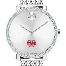 WashU Women&#39;s Movado Bold with Crystal Bezel &amp; Mesh Bracelet Shot #1