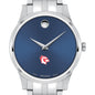 Wesleyan Men's Movado Collection Stainless Steel Watch with Blue Dial Shot #1