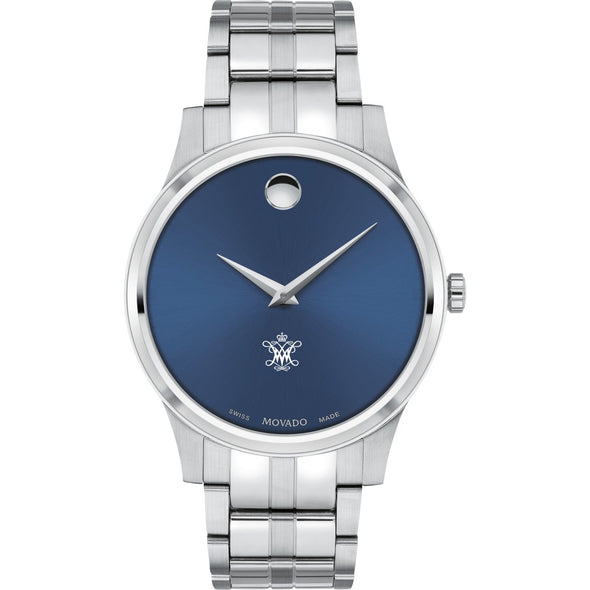 William &amp; Mary Men&#39;s Movado Collection Stainless Steel Watch with Blue Dial Shot #2