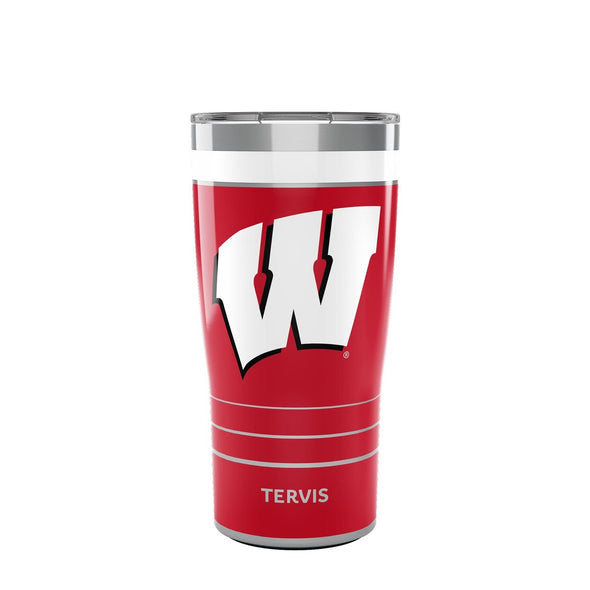 Wisconsin 20 oz. Stainless Steel Tervis Tumblers with Slider Lids - Set of 2 Shot #1