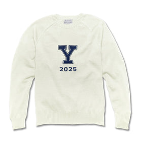 Yale Class of 2025 Ivory and Navy Blue Sweater by M.LaHart Shot #1