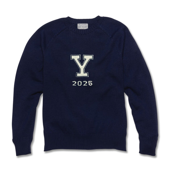 Yale Class of 2025 Navy Blue and Ivory Sweater by M.LaHart Shot #1