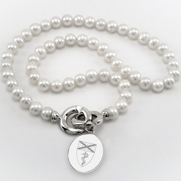 Yale Medicine Pearl Necklace with Sterling Silver Charm Shot #1